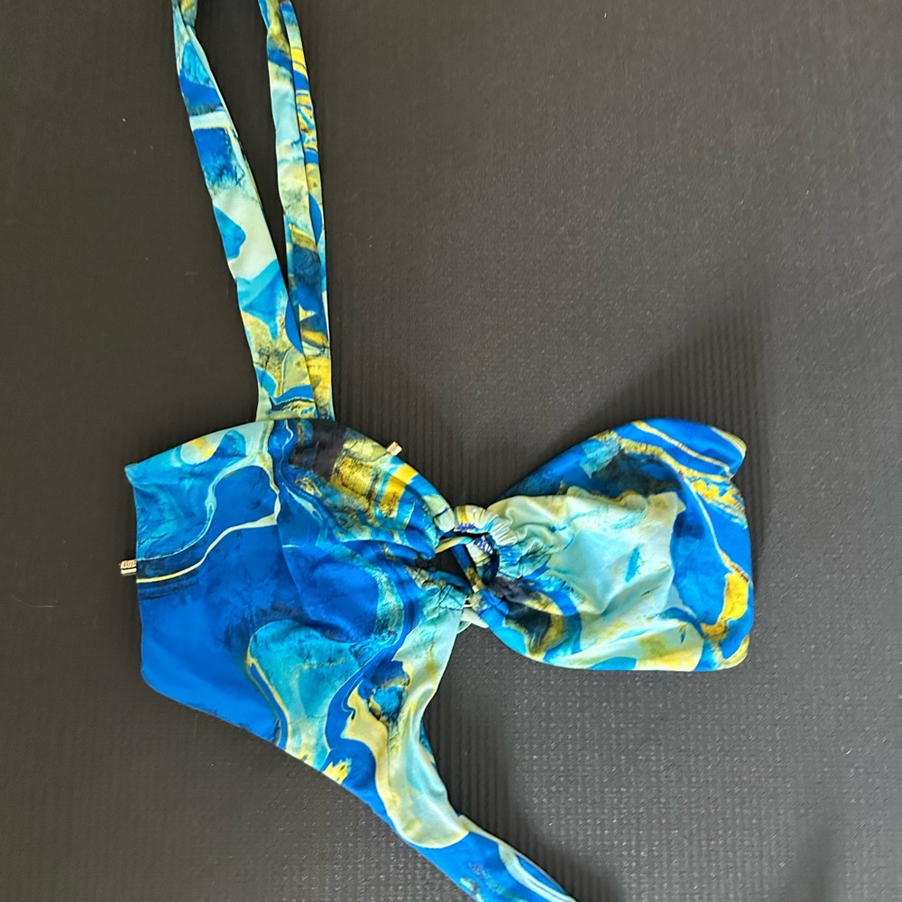 Kamari Swim Blue/Green Skye Asymmetrical One Piece Monokini Swimsuit size M - Picture 7 of 10